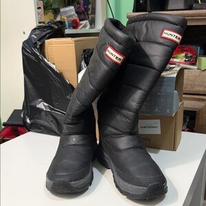 Hunter Quilted Black Snow Boots